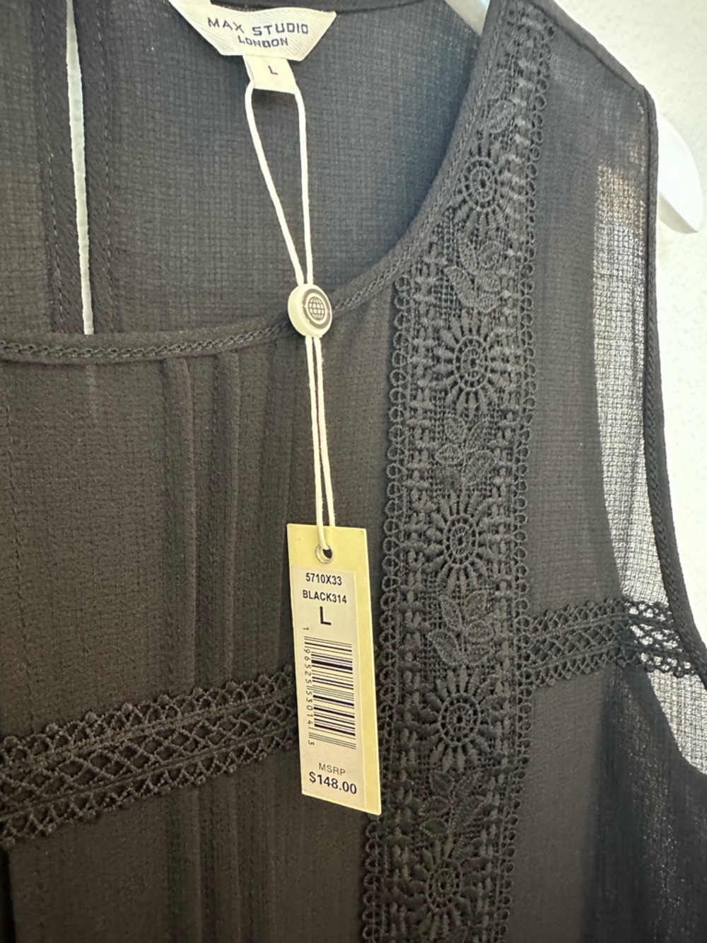 New! MAX STUDIO Pintucked Floral Lace Sheer Tank - Picture 6 of 16